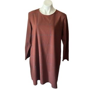 Zanzea Rust Plaid Shift Dress Size XL Above Knee Length 100% Cotton